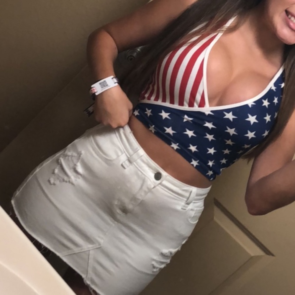 American Apparel American Flag Wrap Crop Top